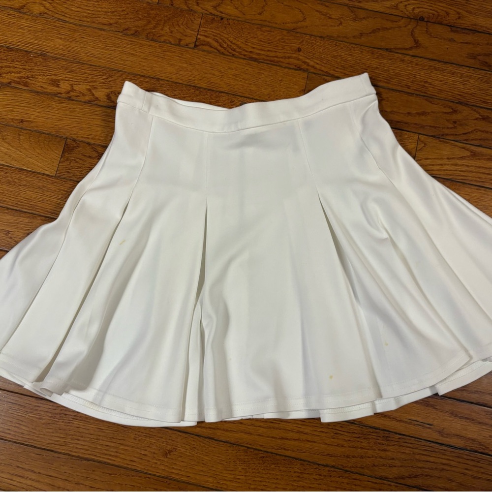 Aqua White Skater Skirt with Pleats